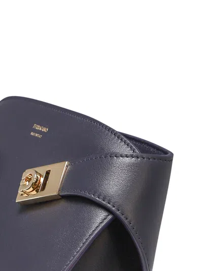 Ferragamo Structured Silhouette Top Handle Gold-tone Hardware In Blue