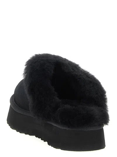 Ugg Disquette Shearling-trimmed Suede Slippers In Black