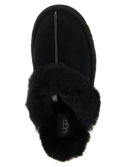 Ugg Disquette Shearling-trimmed Suede Slippers In Black