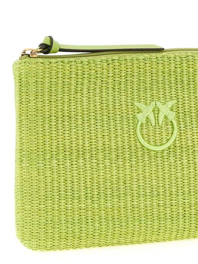 Pinko Raffia Clutch In Green