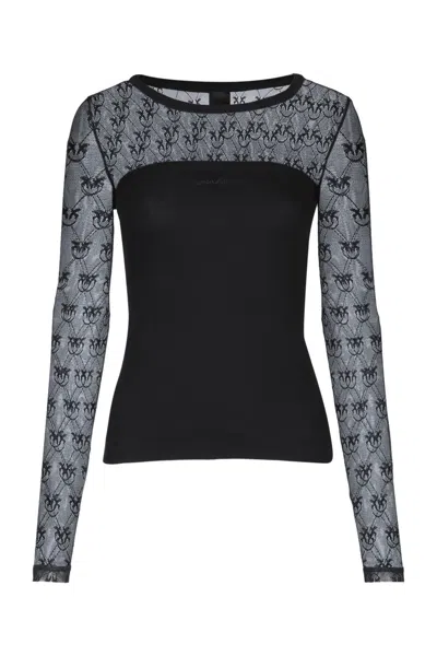 Pinko Patterned Long-sleeve T-shirt In Black