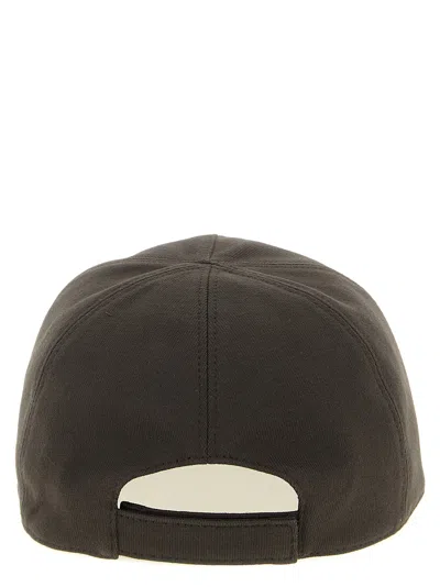 Rick Owens Brown Logo Solid Baseball Cap In Gray