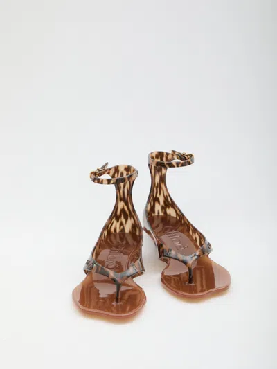 Chloé Jelly Flip-flop Sandals Tropical Print Shell Heel In Multi