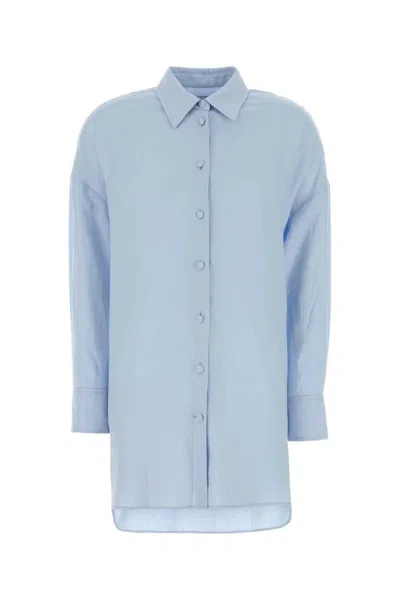 Agnona Light Blue Relaxed Solid Shirt In Blue