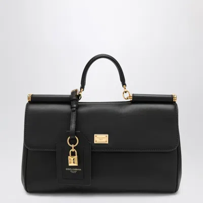 Dolce & Gabbana Black Handbag With Padlock Detail And Adjustable And Removable Shoulder Strap In Leather Woman In White