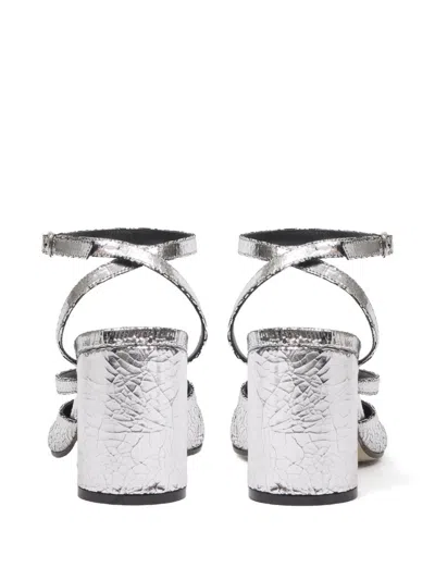Maison Margiela Tabi Broken Mirror Pump Sandal With Adjustable Ankle Strap In Silver