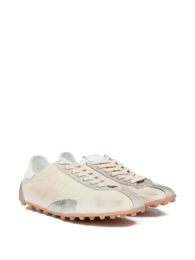 Maison Margiela Sneakers Sprinters In Suede And Leather With Vintage Finish In Neutral