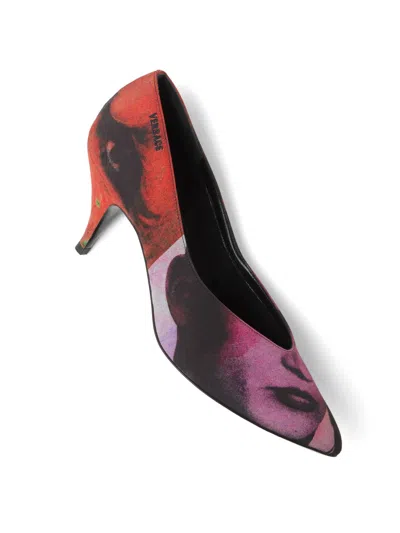 Versace Tina 65 Printed Silk Faille Pumps In Multi