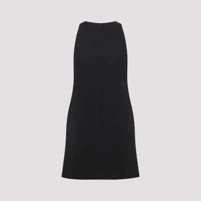 Valentino Garavani Rhinestone Snake Embroidery Crepe Couture Short Dress In Black