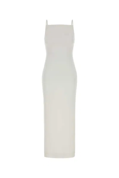 Givenchy Women White Long Dress With Square Neckline And Rear Single Slit In Viscose Blend Woman In White