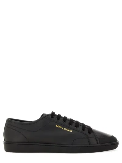 Saint Laurent Leather Sneakers With Almond Toe And Perforated Style