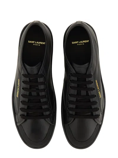 Saint Laurent Leather Sneakers With Almond Toe And Perforated Style