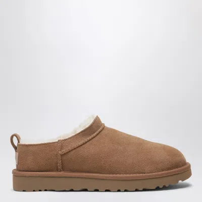 Ugg Chestnut Brown Mutton Leather Classic Micro Boots In Brown