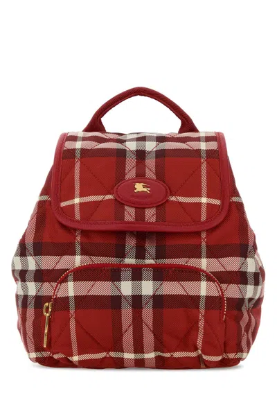 Burberry Embroidered Canvas Backpack In Blue