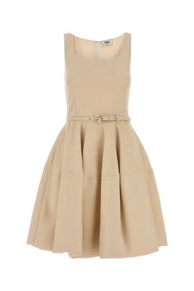 Fendi Abito Wool Silk In Metallic