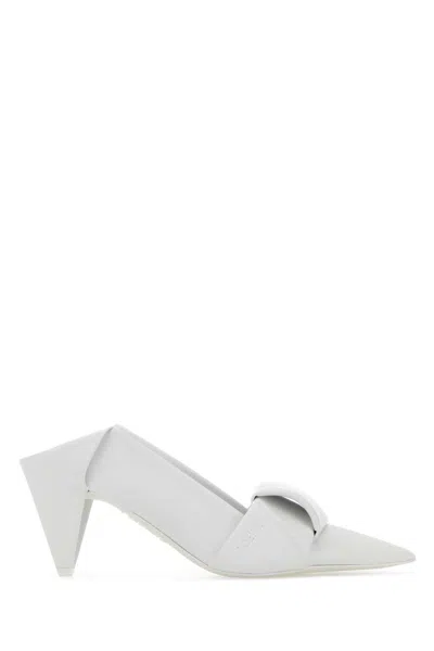 Loewe Leather Origami Mules Pointed Toe Sculptural Heel In White
