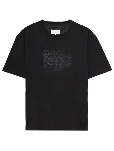 Maison Margiela Classic Black T-shirt With Round Neckline And Short Sleeves In Black