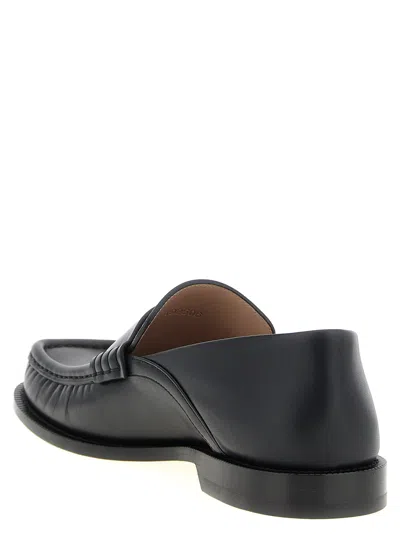 Loewe Penny Strap Round Toe Stitched Detailing Loafers In Black