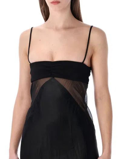 Rick Owens Panelled Satin Midi Slip Dress In Black