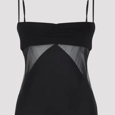 Rick Owens Panelled Satin Midi Slip Dress In Black
