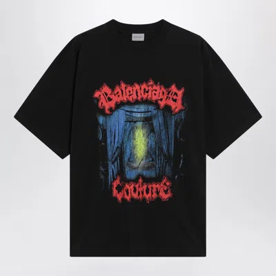 Balenciaga Cotton Salon De Couture Gothic T-shirt In Black