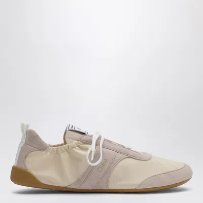 Chloé Kick Beige Sneaker With Side Lettering Logo And Elasticated Details In Fabric Woman In Neutral