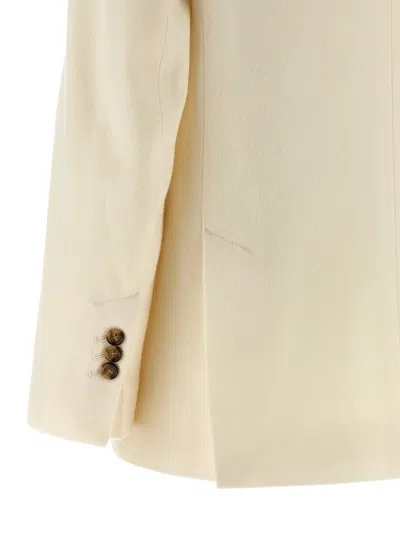 Ami Alexandre Mattiussi White Solid Notched Lapel Jacket In Neutral