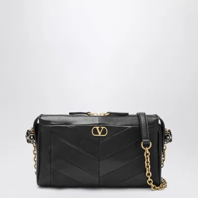 Valentino Garavani Panthea Small Shoulder In Nappa Leather With Chevron Pattern Bags In Black