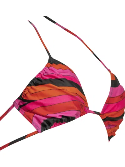 Pucci Emilio  Marmo Red Polyamide Elastane Bikini Top In Multi