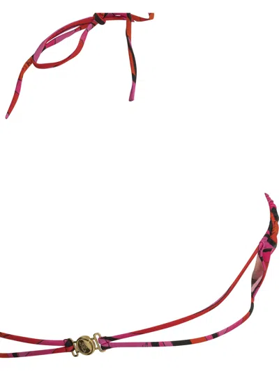 Pucci Emilio  Marmo Red Polyamide Elastane Bikini Top In Multi