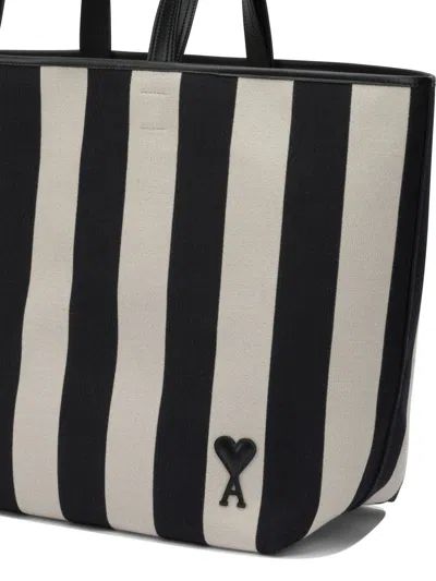 Ami Alexandre Mattiussi Ami Paris Ami De Coeur Medium Black Cotton Polyester Polyurethane Shoulder Bag In Multi