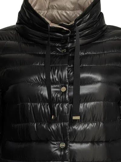 Herno Reversible Black Polyamide Polyamide Polyester Cotton Polyester Down Feather Short Down Jacket In Black
