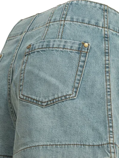 Zimmermann Wanderlust Lightblue Cotton Five-pocket Shorts In Blue
