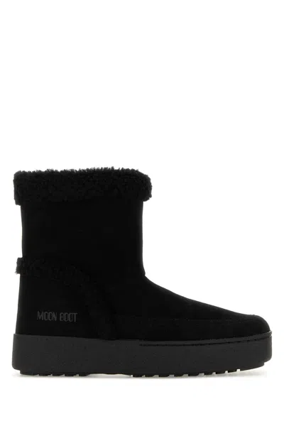 Moon Boot Ltrack Tina Suede Ankle Boots With Shearling Lining In Black