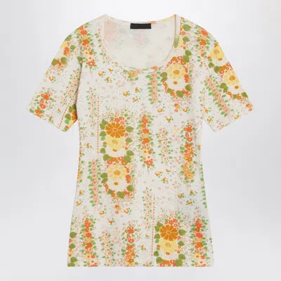 Prada Floral-pattern Crew-neck T-shirt In Multi