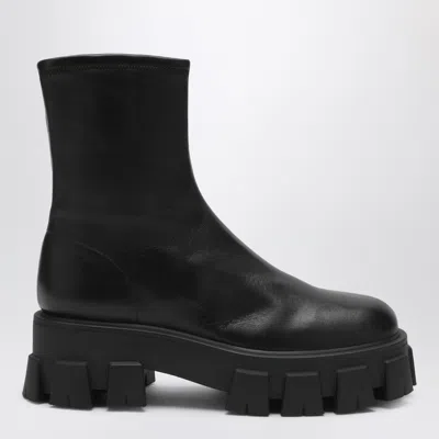 Prada Black Stretch Nappa Monolith Ankle Boots