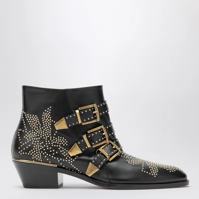 Chloé Women Black Embellished Susanna Ankle Boots, 8.5 Luxury Boots For Women Darveys