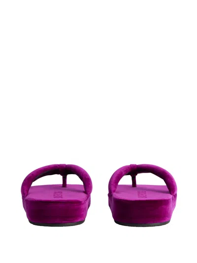 Balenciaga Jet Lag Stretch Velvet Platform Thong Sandals In Purple