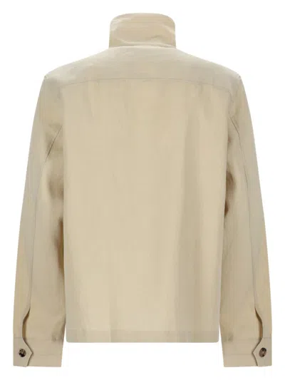 Paul Smith Beige Solid Mock Collar Jacket In Neutral