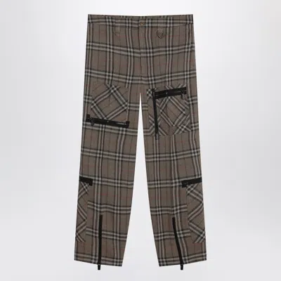 Burberry Cargo Pants Check Pattern In Silk Blend In Multi