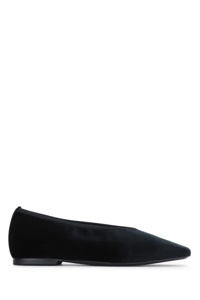 Totême Women's Velvet Ballerinas Made From Recycled Polyester With Elastic Trim In Black