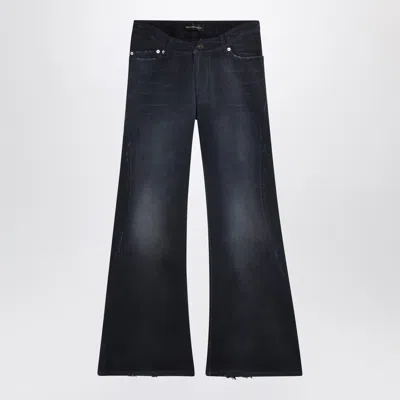 Balenciaga Women Blue Five-pocket Jeans With Curved Waist And Faded Effect In Cotton Woman In Animal Print