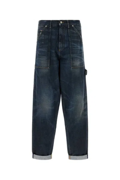Dolce & Gabbana Dark Blue Solid Jeans In Multi