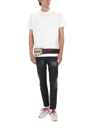Dsquared2 Black Washedeffect Distressed Jeans In White