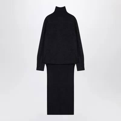 Givenchy Dark Grey Turtleneck With Drawstring In Black