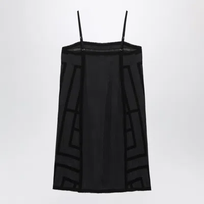 Totême Toteme Monogram Midi Dress In Silk With Embroidered Trim In Black