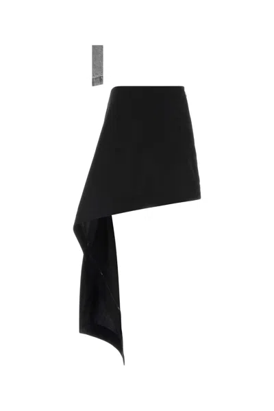 Loewe Womens Black Draped-side Asymmetric-hem Cotton-blend Mini Skirt In Black
