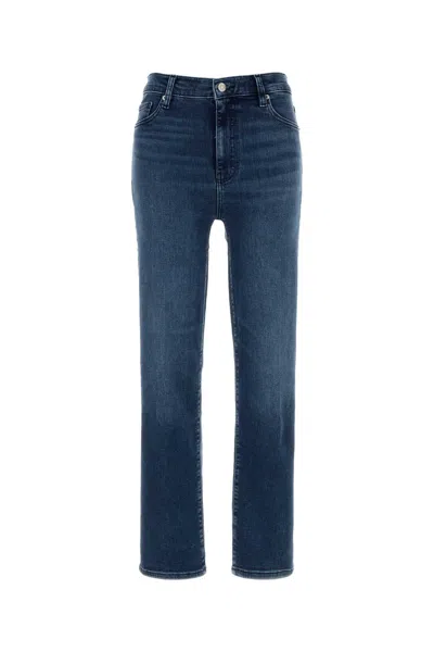 Frame Stretch Denim Straight Leg Five Pocket Jeans In Blue