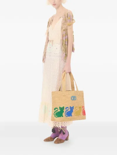 Valentino Garavani  Garavani Raffiachat Large Raffia Shopping Bag Woman Natural Uni In Multi