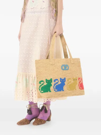 Valentino Garavani  Garavani Raffiachat Large Raffia Shopping Bag Woman Natural Uni In Multi